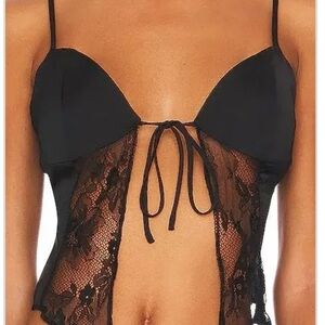 Danielle Guizio Black Lace Crop Top